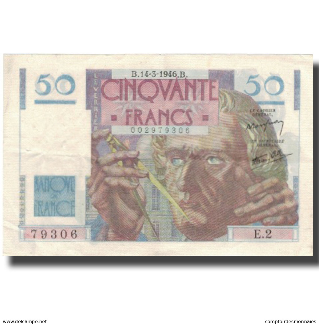 France, 50 Francs, Le Verrier, 1946-03-14, E.2, TTB - 500 F 1945-1953 ''Chateaubriand''