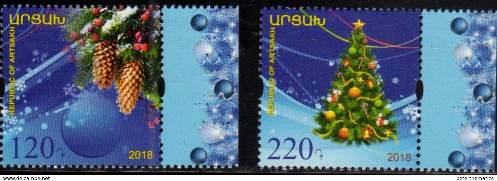 NAGORNO KARABAKH, REPUBLIC OF ARTSAKH , 2018, MNH, CHRISTMAS,  TREES, 2v - Christmas