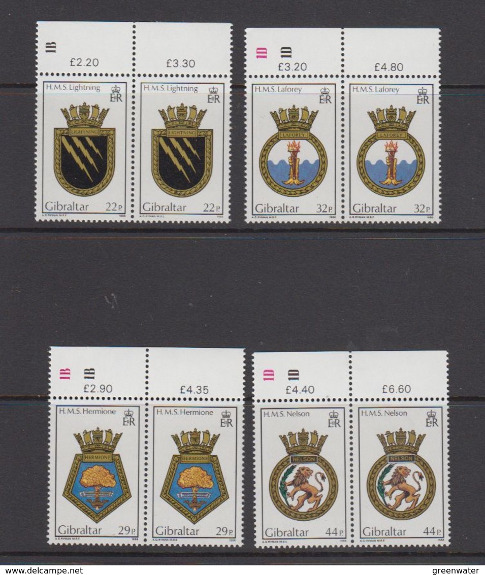 Gibraltar 1986 Naval Arms 4v (pair)  ** Mnh (43576E) - Gibraltar