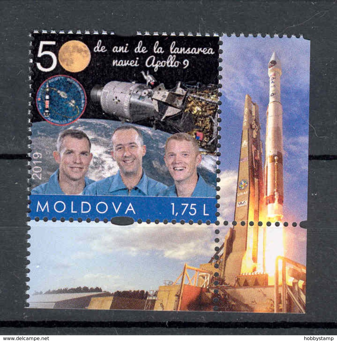 Moldova 2019 50 Anniversary Of The Apollo 9 Space Mission Personalized Stamp** MNH - Moldova