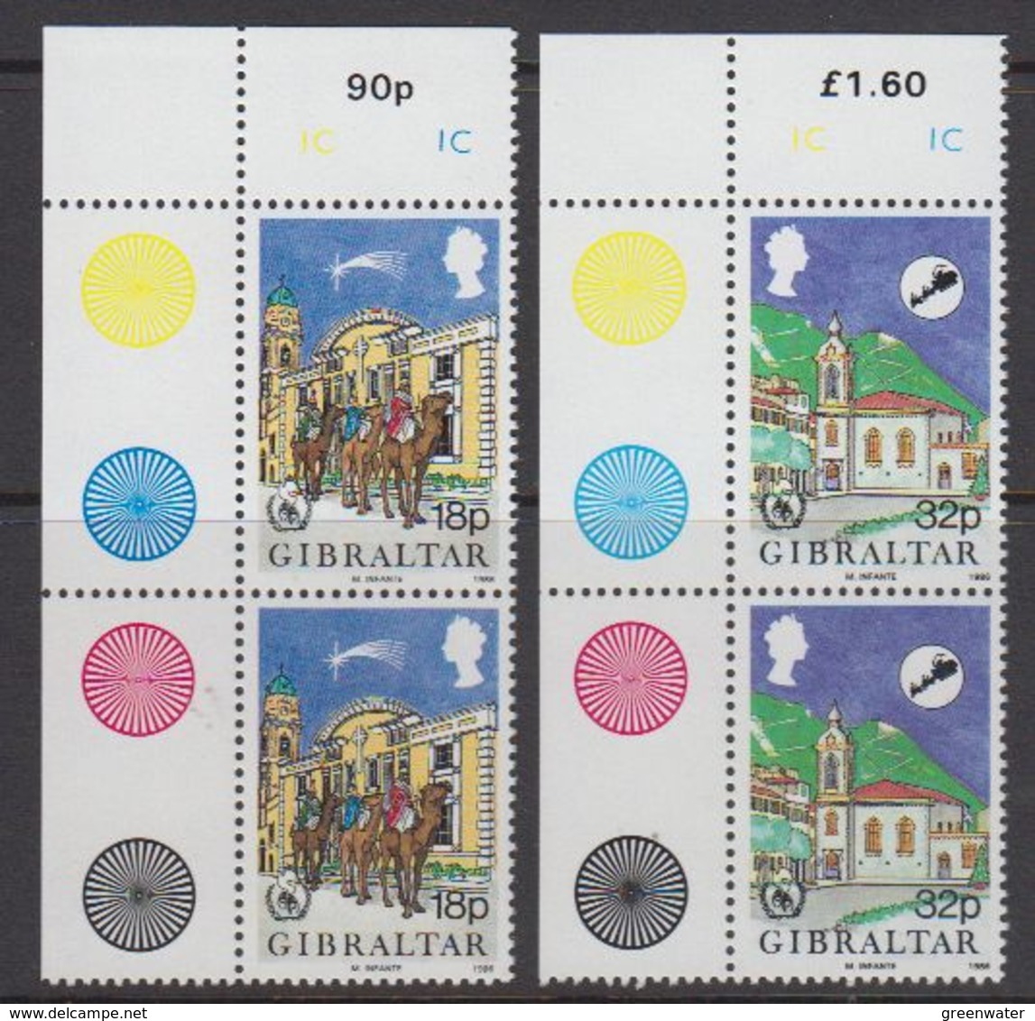 Gibraltar 1986 Christmas 2v (pair, Corner) ** Mnh (43576G) - Gibraltar