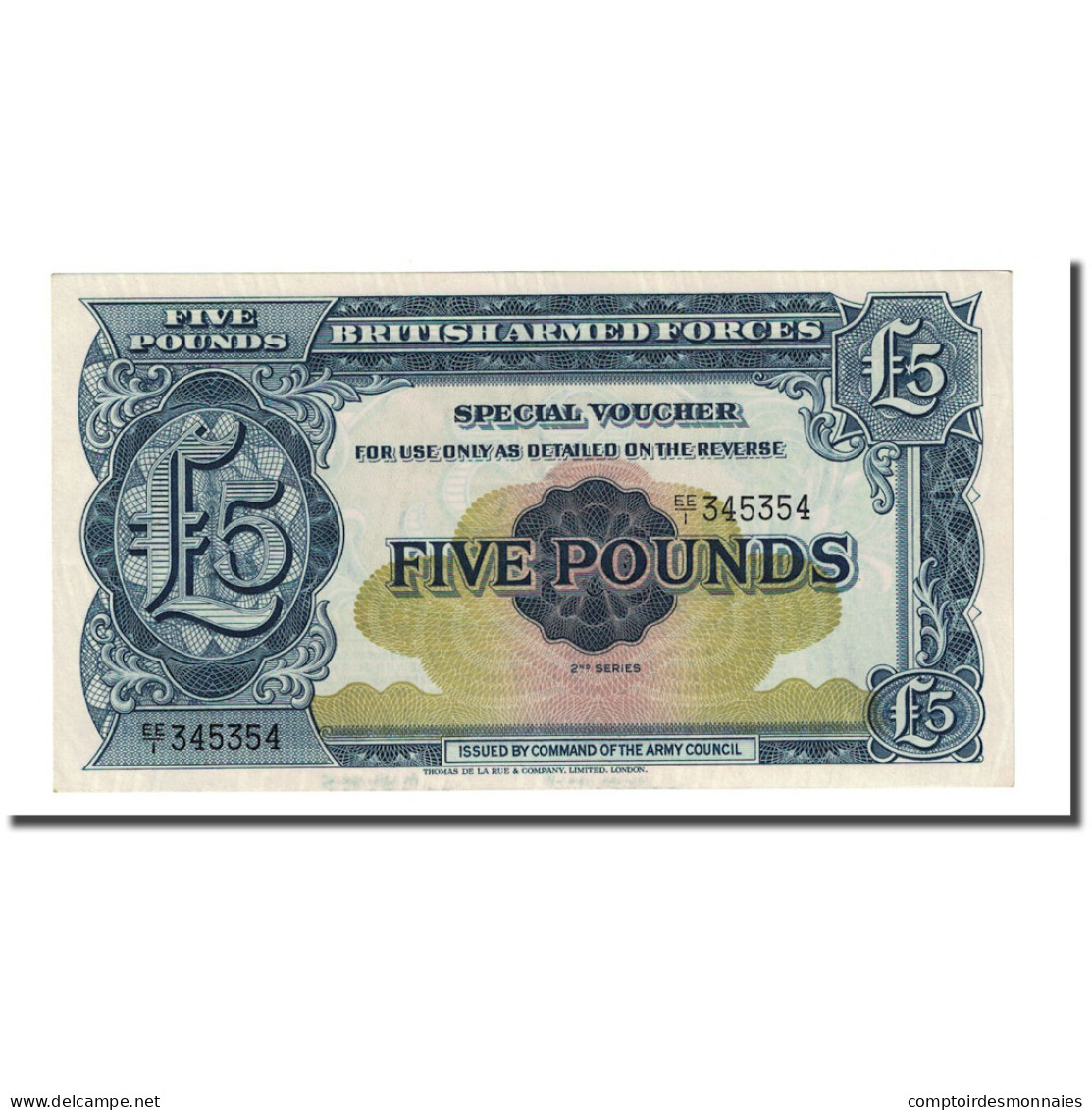 Billet, Grande-Bretagne, 5 Pounds, Undated (1958), KM:M23, SPL - British Armed Forces & Special Vouchers