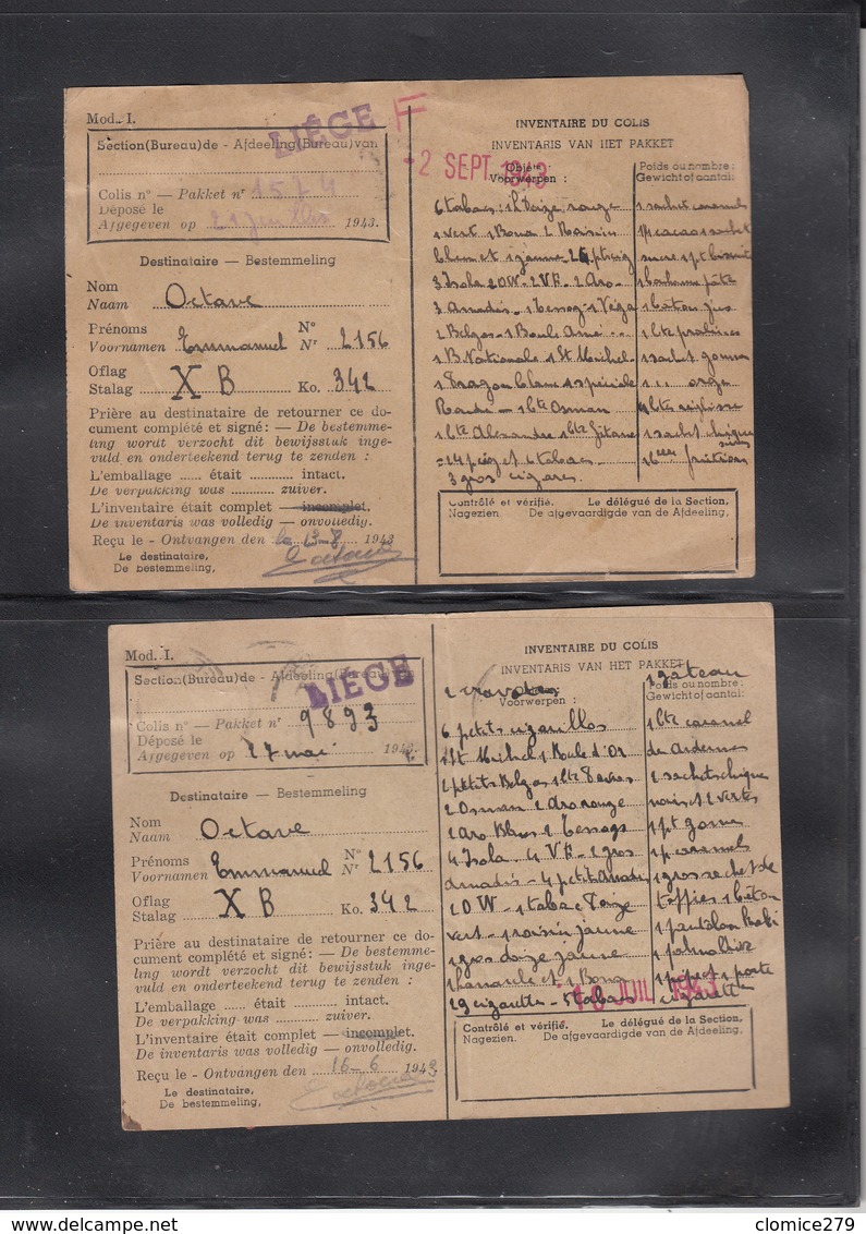 2 Documents   Secours Aux Prisonniers De Guerre  1943     2 Scan - Guerre 40-45 (Lettres & Documents)