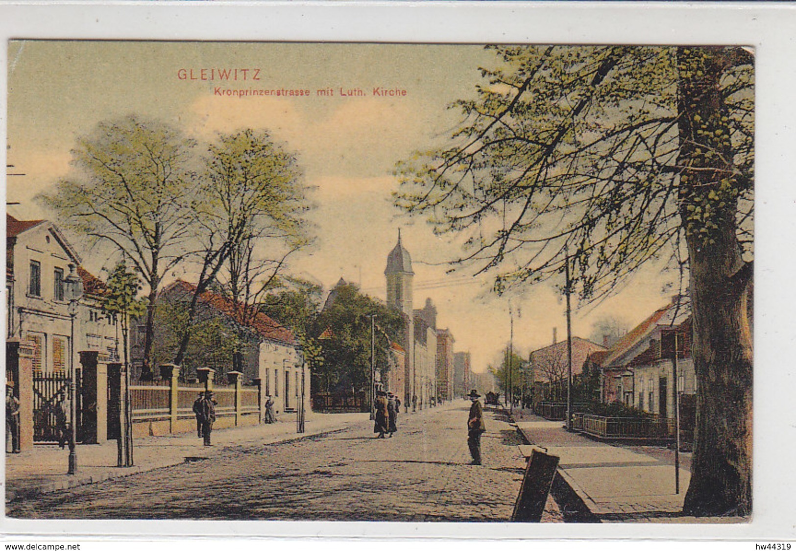 Gleiwitz - Kronprinzenstrasse Mit Luth. Kirche - 1908 - Schlesien