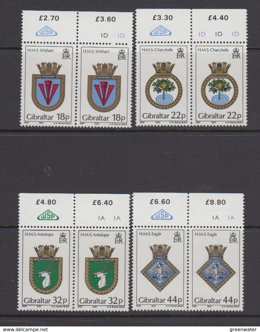 Gibraltar 1987 Naval Arms 4v (pair)  ** Mnh (43577A) - Gibraltar