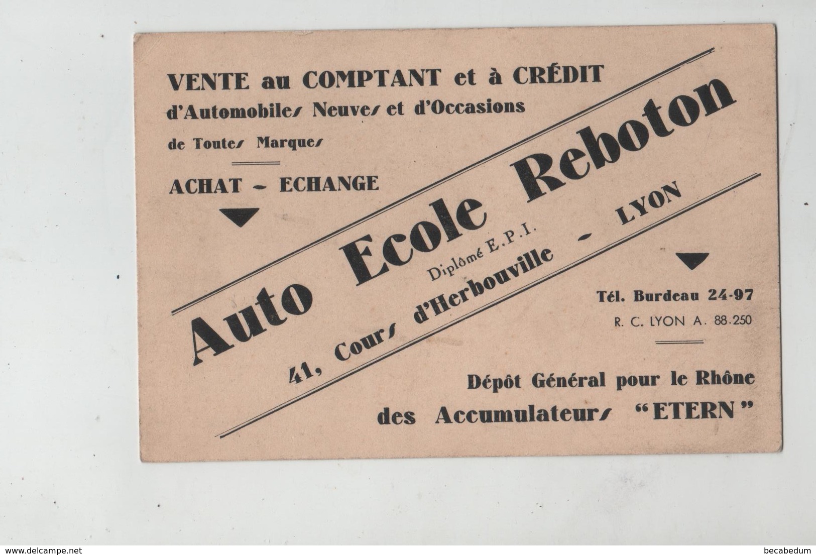 Auto Ecole Reboton Lyon Accumulateurs Etern - Visitekaartjes