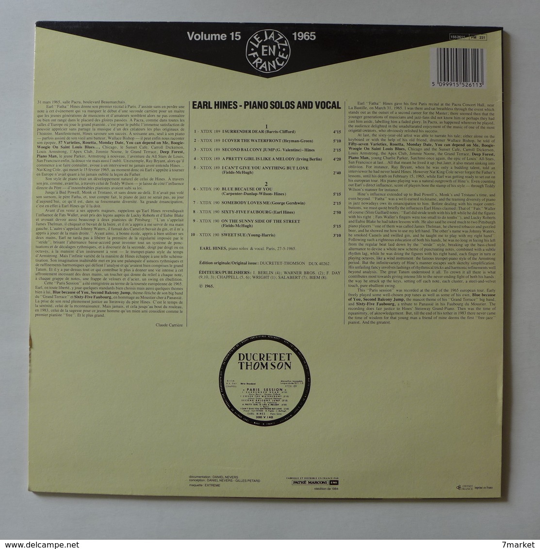LP/  Earl Hines - Piano Solos Paris Session 1965 - Jazz