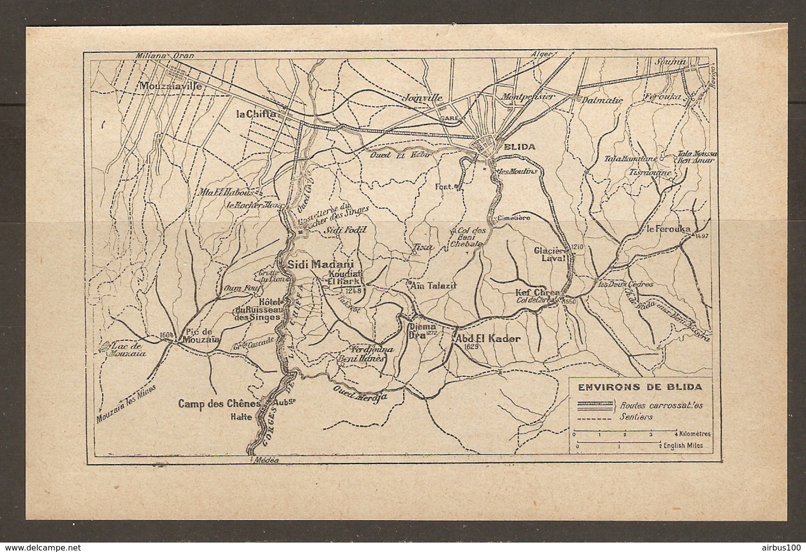 CARTE PLAN 1934 - ALGERIE ENVIRONS De BLIDA - La CHIFFA JOINVILLE Le FEROUKA SIDI MADANI CAMP Des CHENES HOTEL RUISSEAU - Topographical Maps