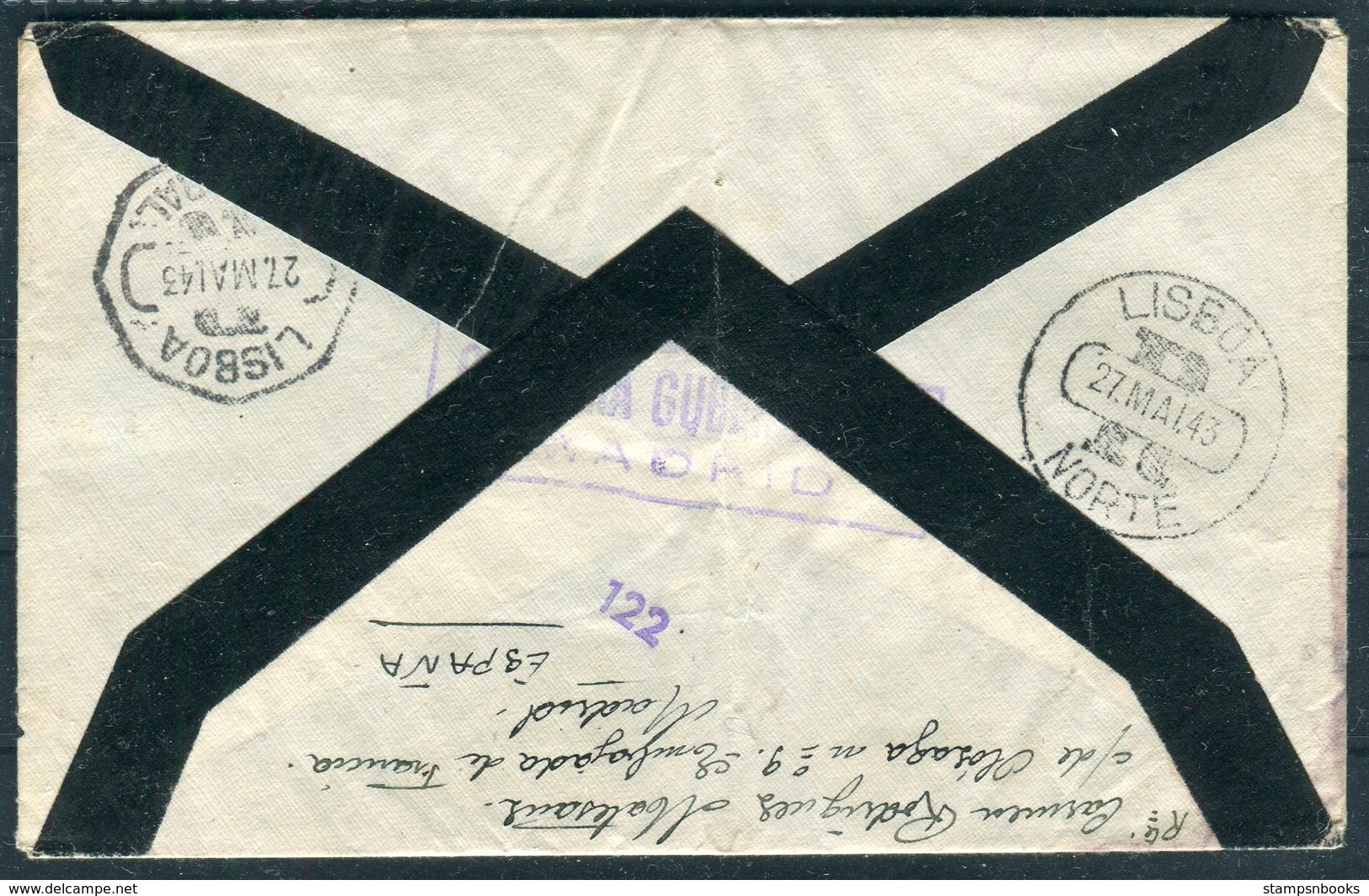 1943 X 2 Censor Airmail Registered Covers Irun, Madrid - Lisbon, London Undercover PO Box Address. Polish Escaper? - Covers & Documents