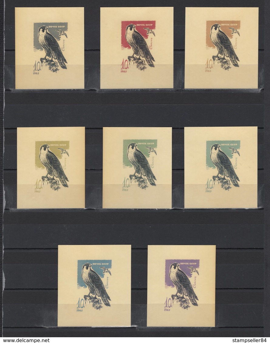 ++ 1965 Hunting Birds 10 Kop Nominal In Different Colour Thick Paper Colour Proof - Ensayos & Reimpresiones