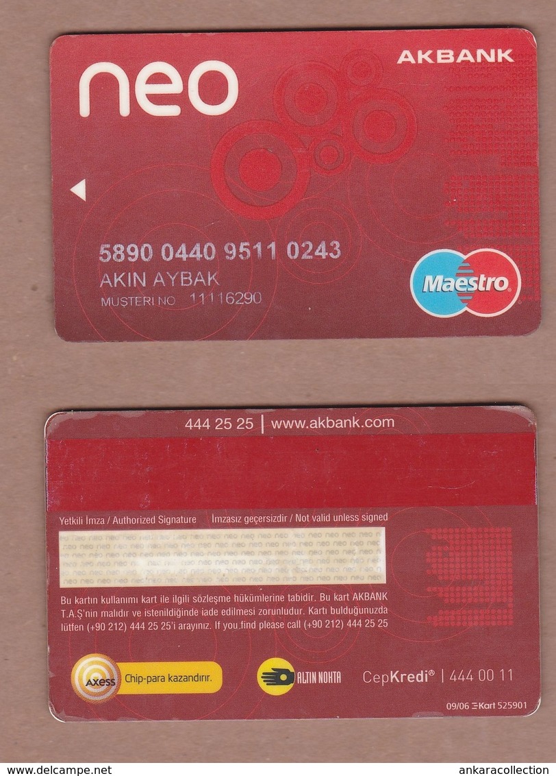 AC -  TURKEY AKBANK NEO MAESTRO BANK CARD - CREDIT CARD - Credit Cards (Exp. Date Min. 10 Years)