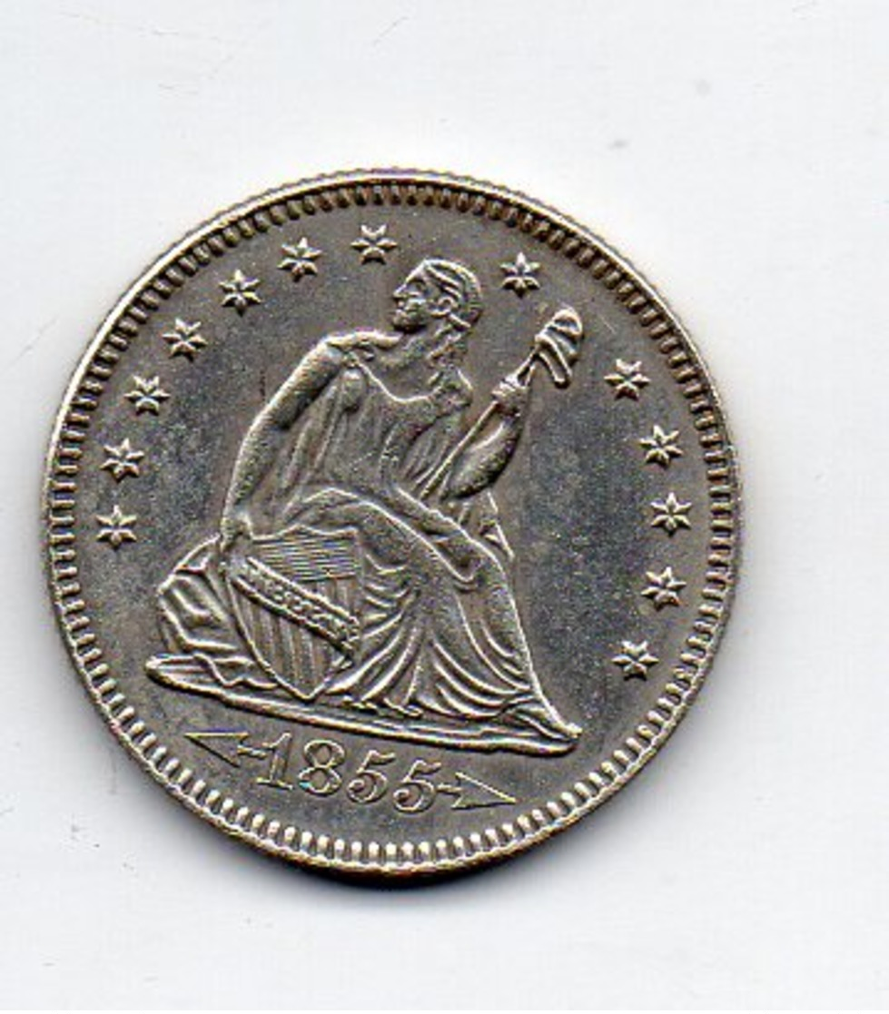 USA : 1/4 Dollar 1855 - 1838-1891: Seated Liberty