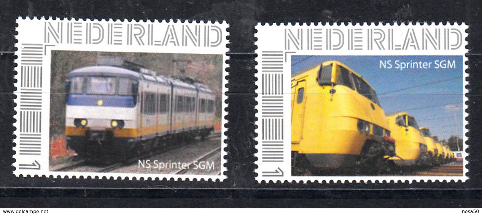 Trein, Train, Locomotive, Eisenbahn Nederland Persoonlijke Zegel: NS Sprinter SGM 2x - Treinen