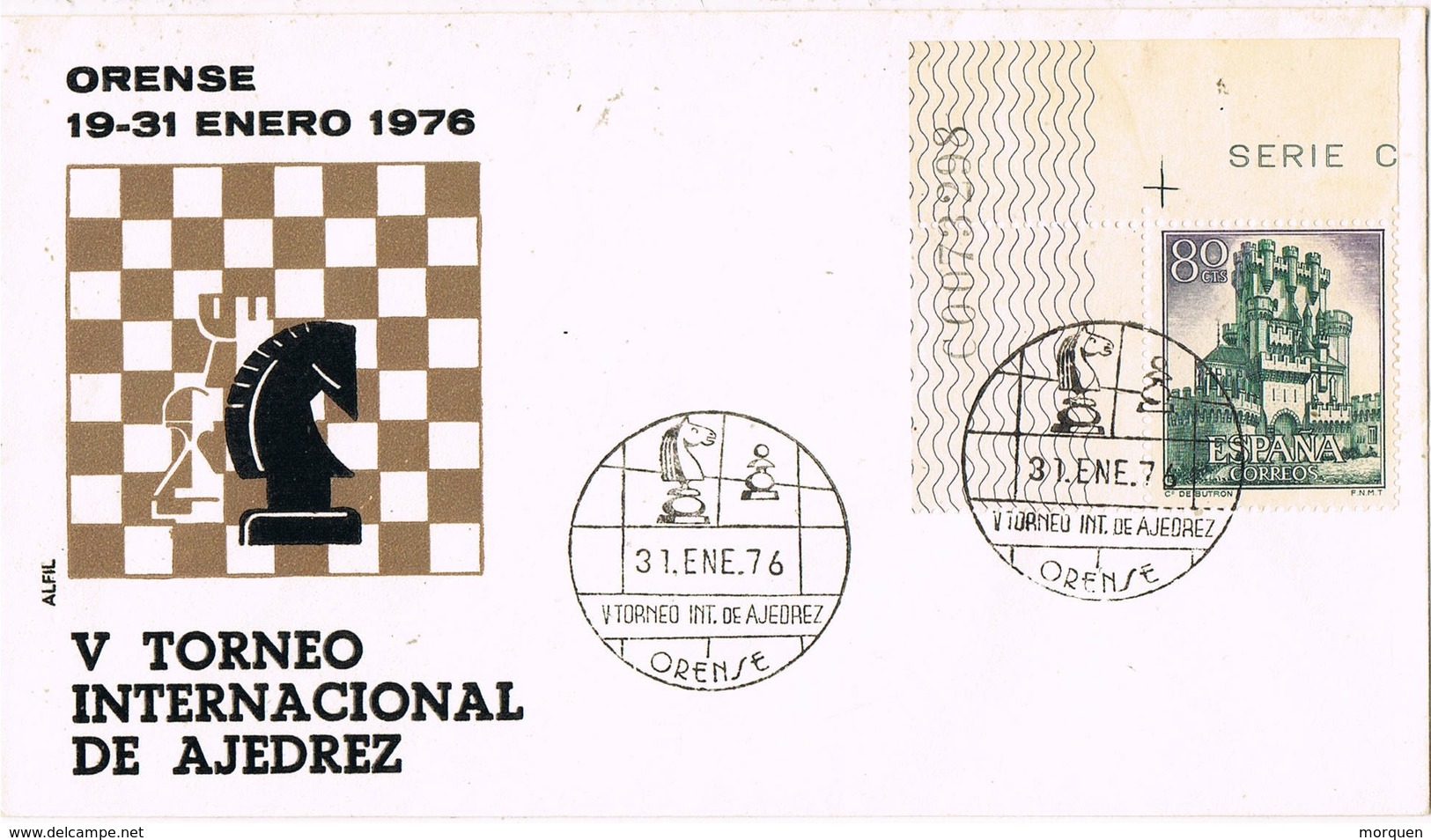 33513. Carta ORENSE 1976. AJEDREZ. V Torneo Internacional Ajedrez, Chess - Cartas & Documentos