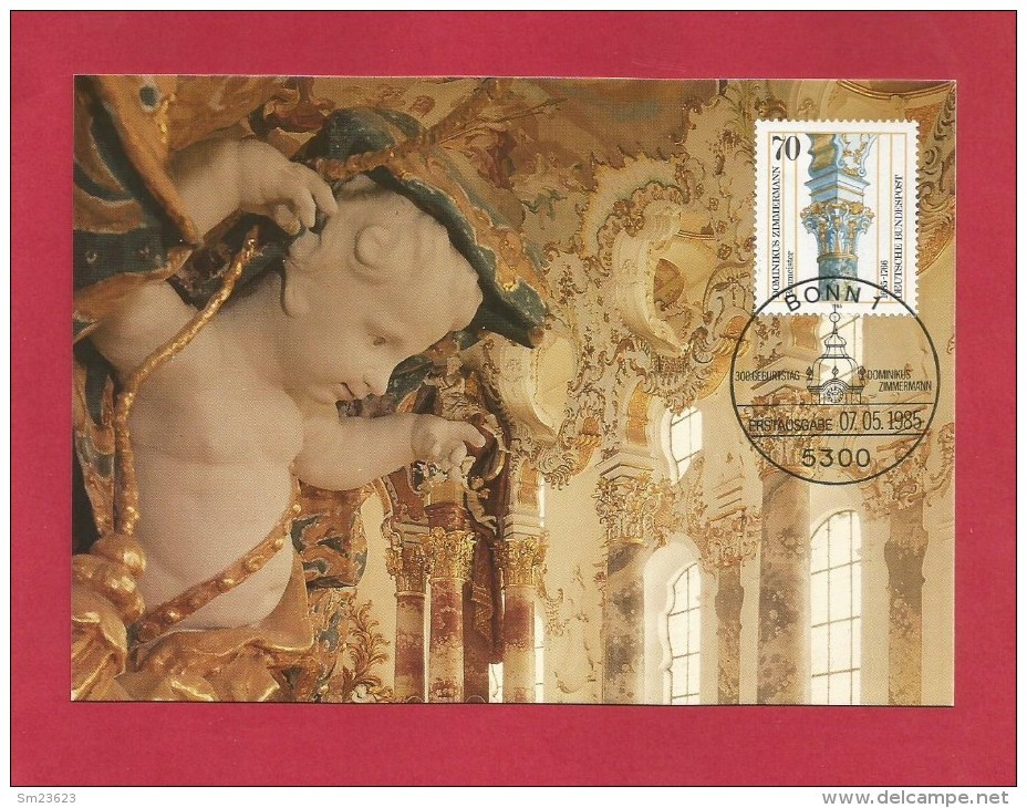 BRD 1985  Mi.Nr. 1251 , 300. Geb. Von Dominikus Zimmermann - Hagenbach Maximum Card - Erstausgabetag Bonn 07.05.1985 - Kirchen U. Kathedralen