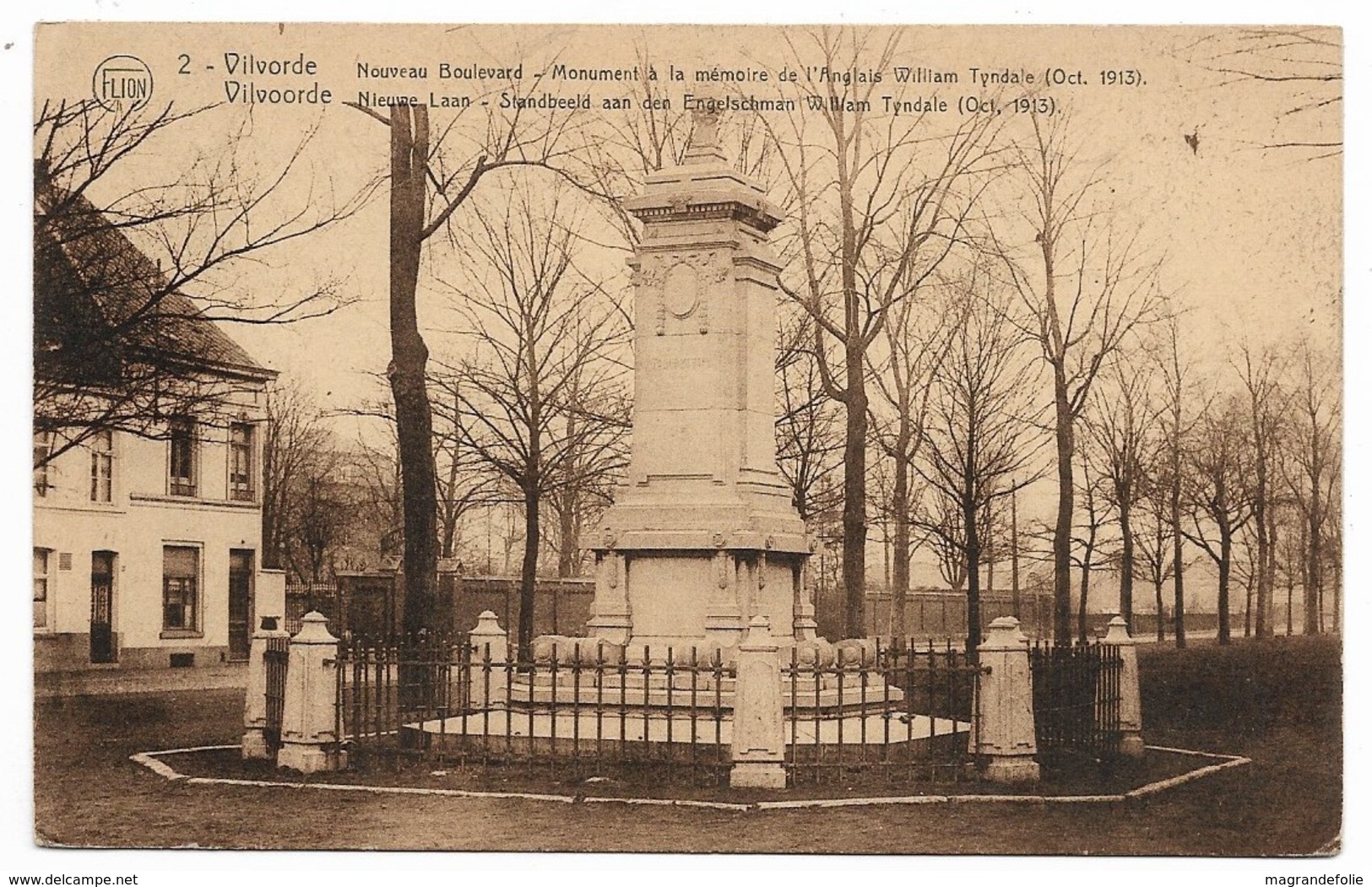 CPA PK  VILVORDE  NOUVEAU BOULEVARD ET MONUMENT W.TYNDALL  VILVOORDE NIEUWE LAAN  STANDBEELD - Autres & Non Classés