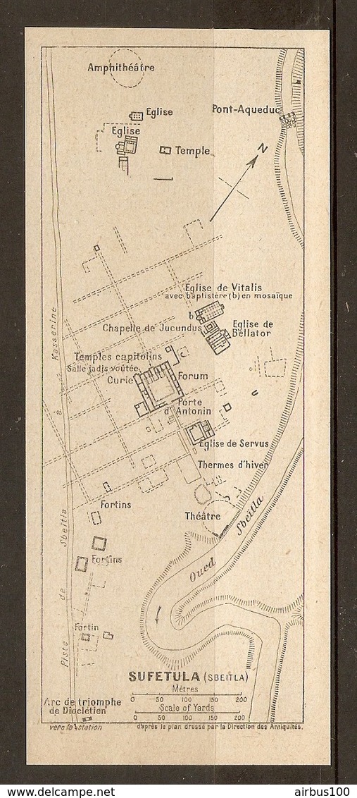 CARTE PLAN 1934 - TUNISIE SUFETULA SBEITLA - PONT AQUEDUC EGLISE TEMPLE FORTINS THERMES THEATRE - Topographical Maps
