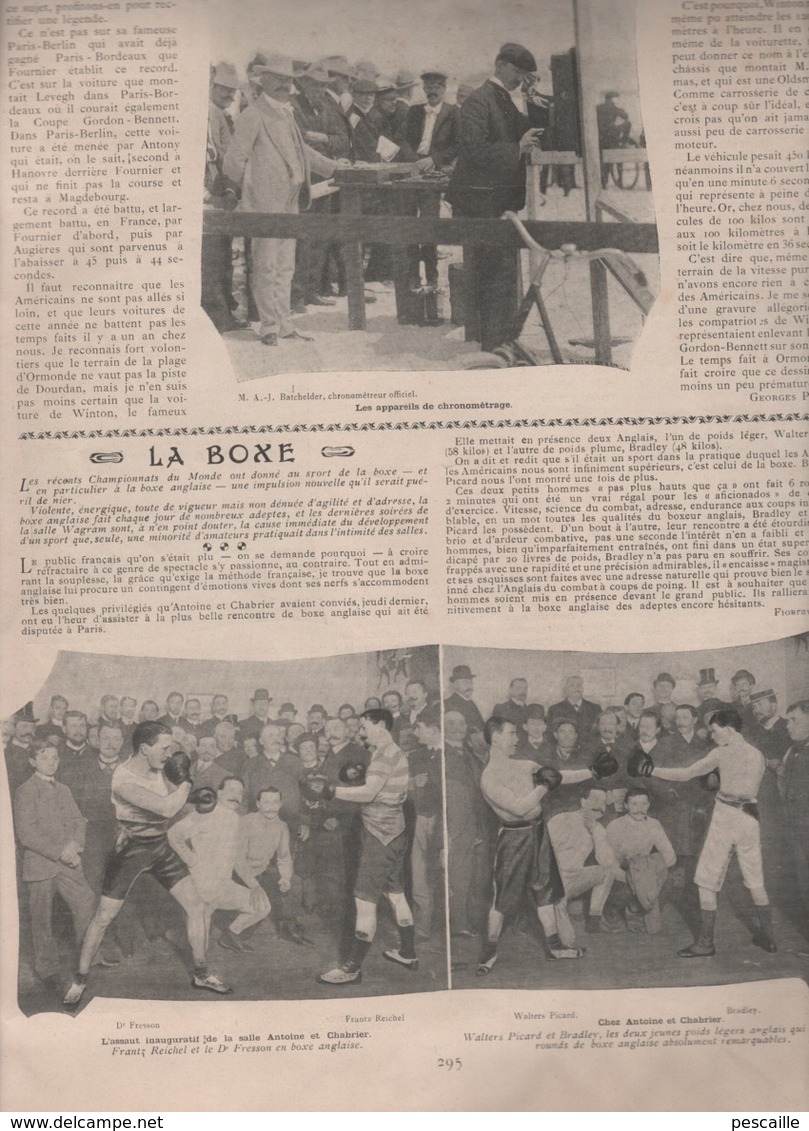 LA VIE AU GRAND AIR 09 05 1903 - PARIS MADRID AUTOMOBILE - CHAMPIONNAT DU MONDE LUTTE CASINO DE PARIS - ORMONDE - BOXE