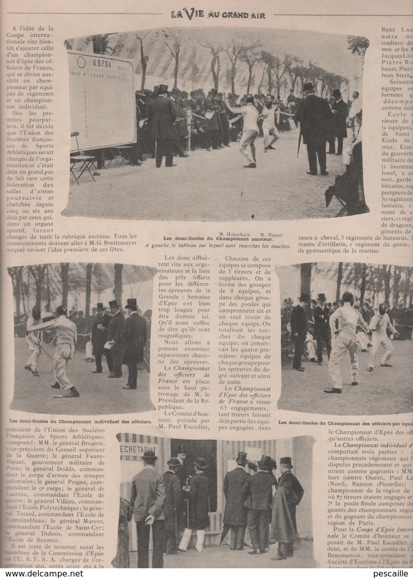 LA VIE AU GRAND AIR 16 05 1903 - GRANDE SEMAINE D'EPEE - CYCLISME BORDEAUX PARIS -  ESPAGNE EN AUTOMOBILE CARTHAGENE - 1900 - 1949