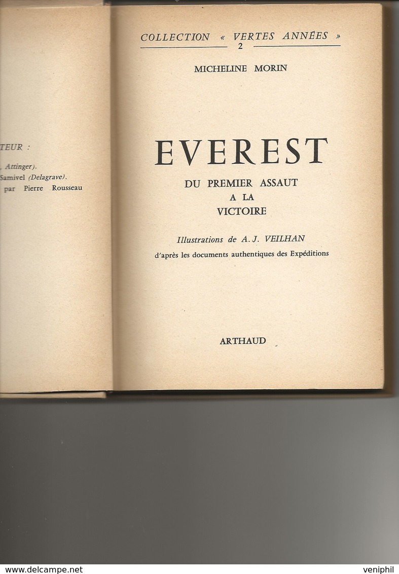 LIVRE "EVEREST " DE MICHELINE MORIN  -ILLUSTRATION GRAVURES ET AQUARELLES - ANNEE 1953 TB - Géographie