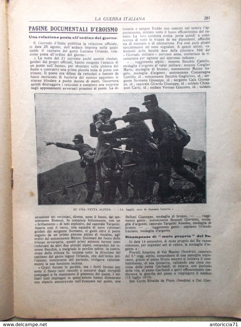 La Guerra Italiana 26 Settembre 1915 WW1 Plezzo Malborghetto Trento Vicenza Zar - War 1914-18