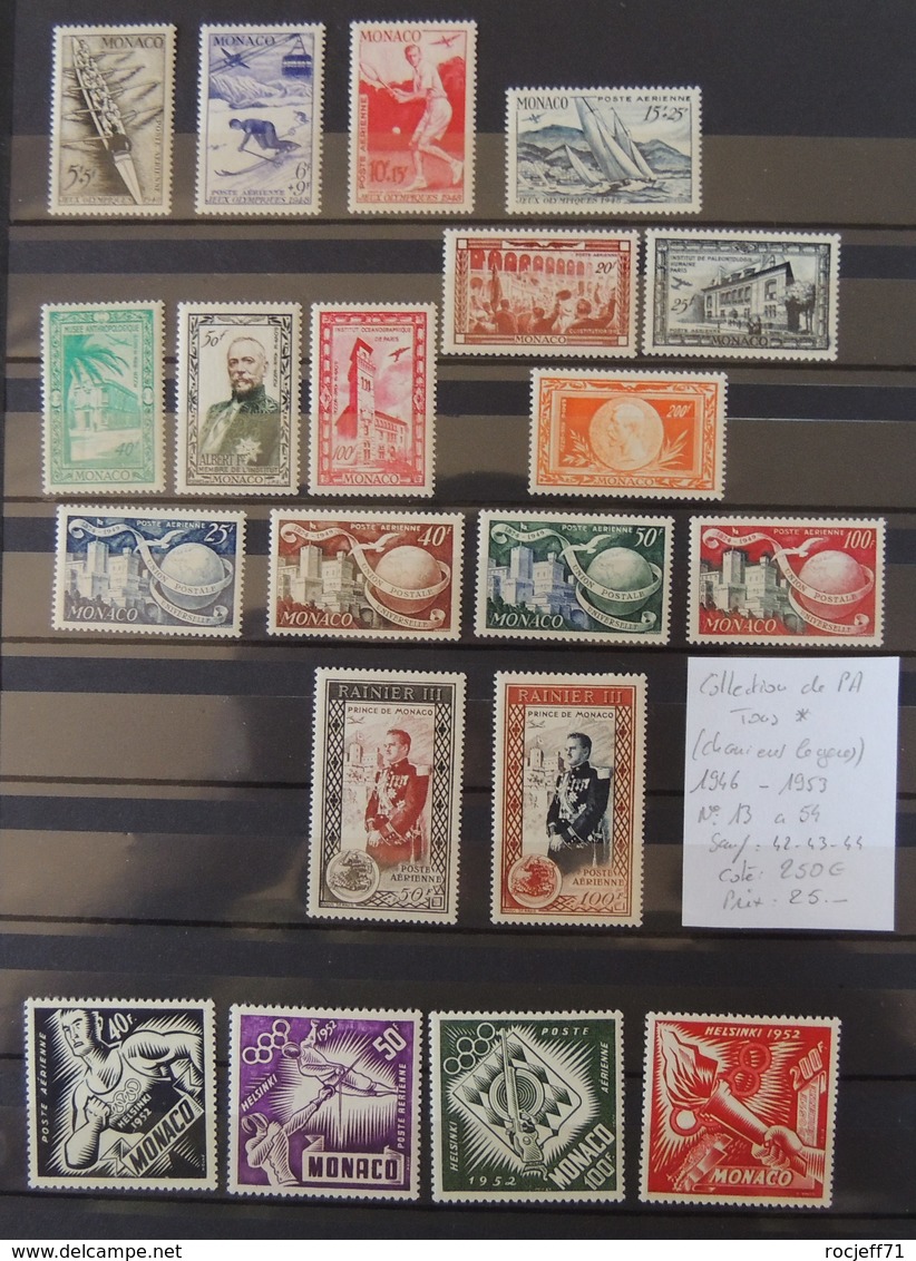 Monaco - Collection De Poste Aérienne 1946 - 1953  - Charnière Légère  - Cote : 250 Euros - Luchtpost