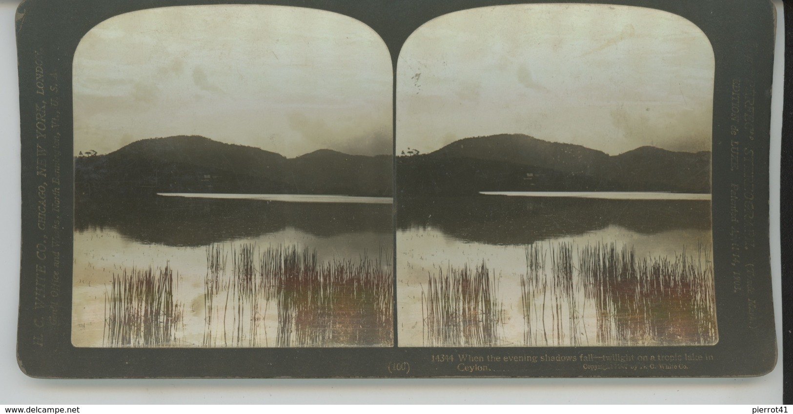 PHOTOS STEREO - CEYLAN - CEYLON - When The Evening Shadows Fall Twilight On The Tropic Lake In CEYLON - Stereoscopic