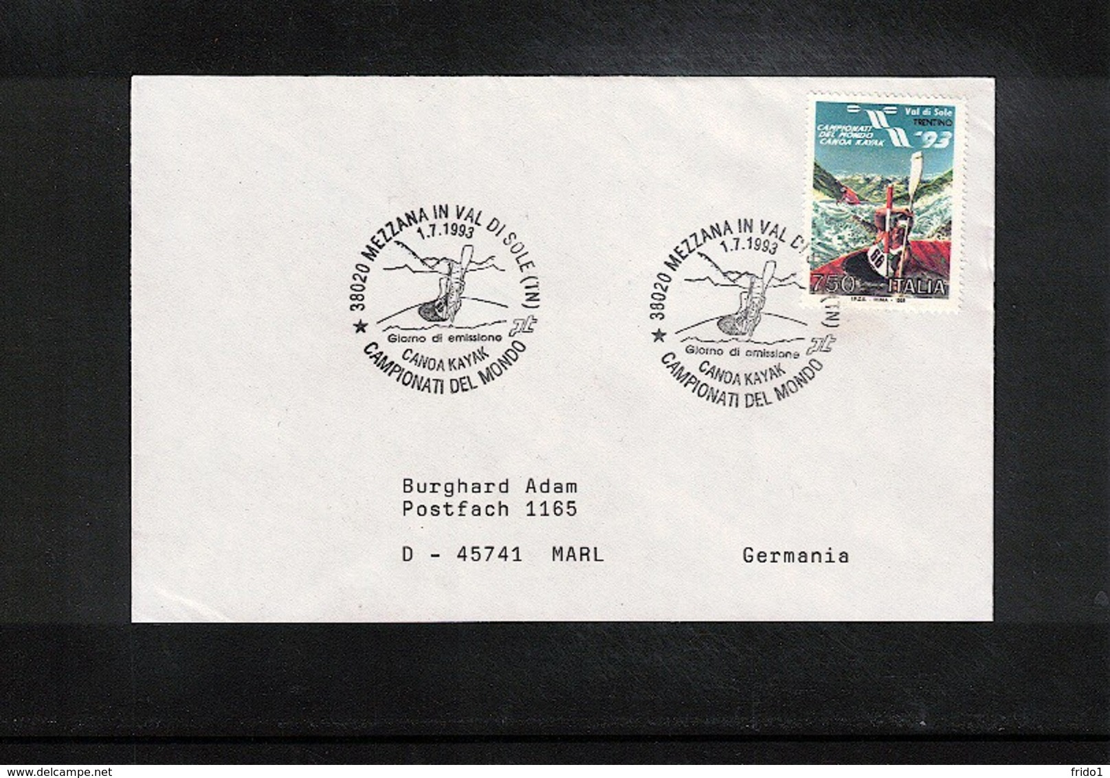 Italy / Italia 1993 Canoe/ Kayak World Champioship Interesting Cover - Kanu