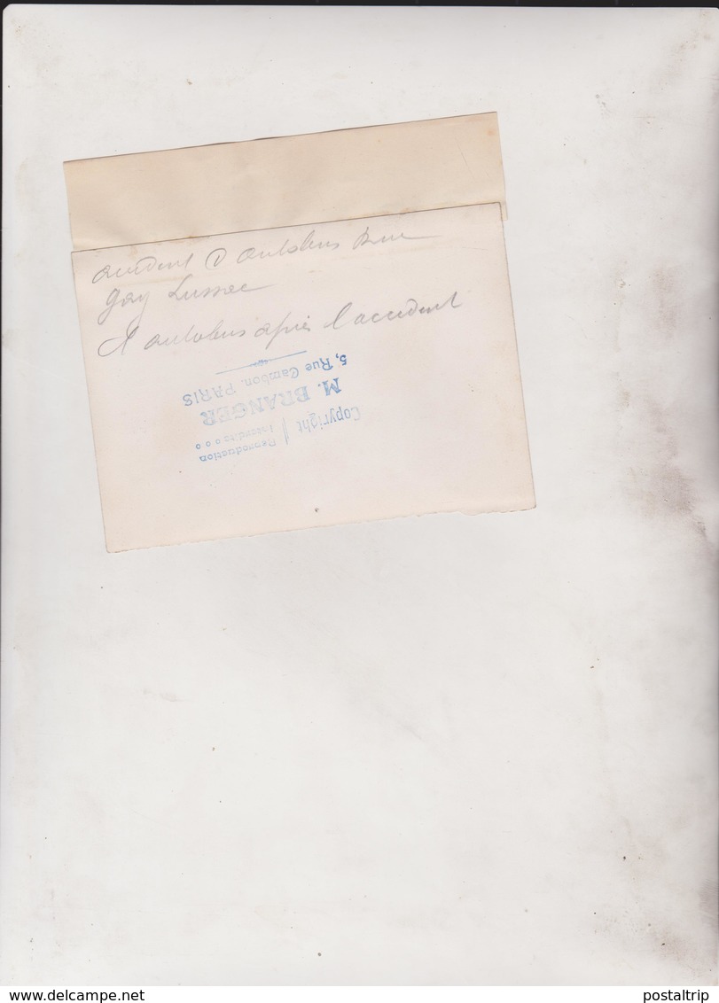 1912 ACCIDENT D'AUTOBUS  RUE GAY LUSSAC PARIS  +- 13*9CM Maurice-Louis BRANGER PARÍS  (1874-1950) - Cars
