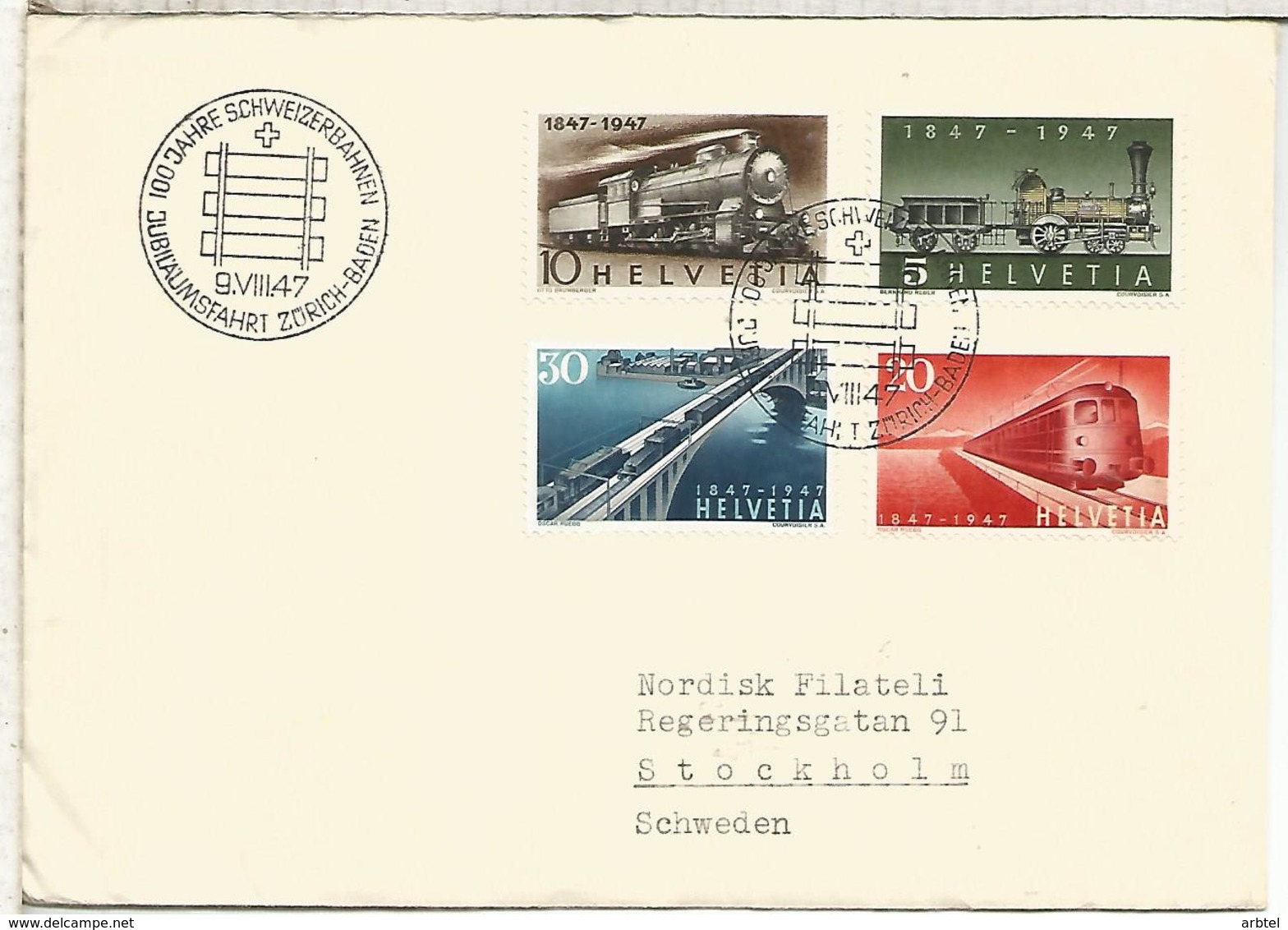 SUIZA FDC SPD CIRCULADO FERROCARRIL RAILWAY TREN - Trains