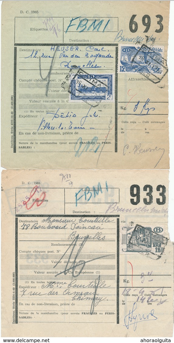 29/457 -- 5 Documents TP Chemin De Fer Gare De CHIMAY 1937/1950 - Divers Expéditeurs Et Cachets - Autres & Non Classés