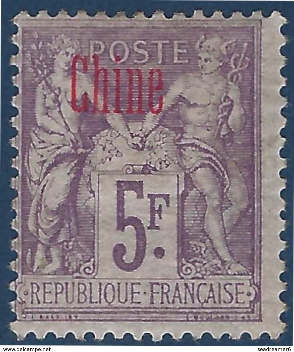 France Colonies Chine Française N°16a* Surcharge Carmin TTB & RR Signé Calves - Unused Stamps