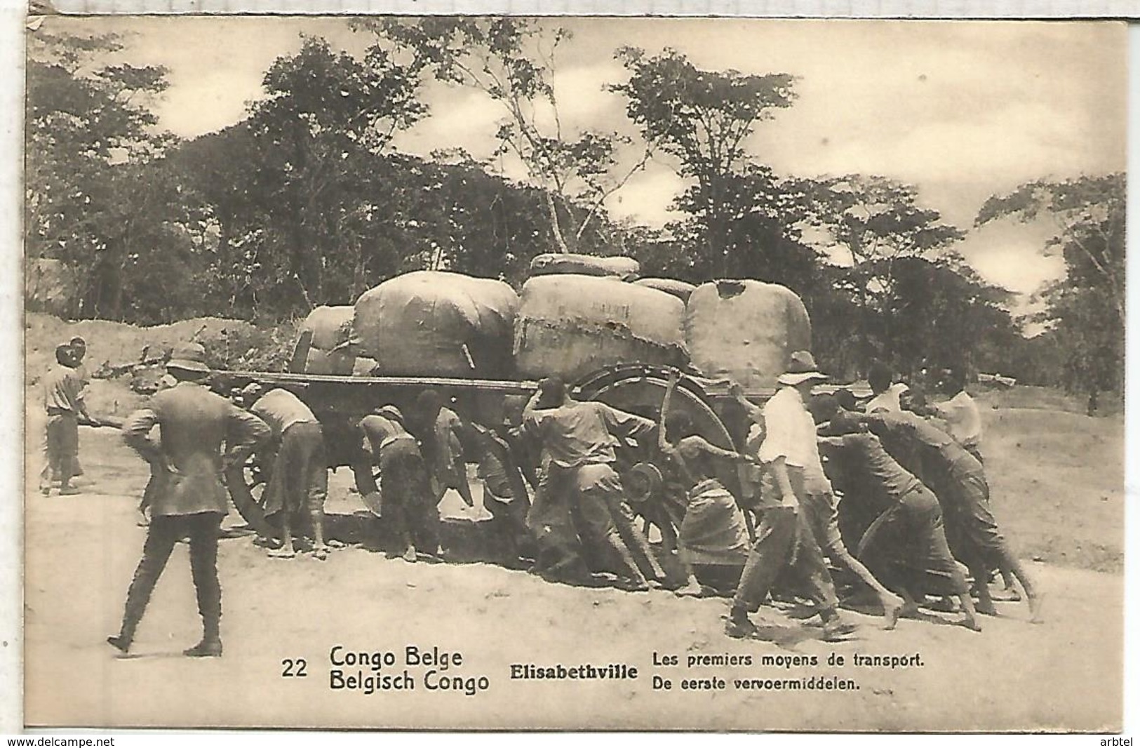 CONGO BELGA ENTERO POSTAL TRANSPORTE CARRO TRACCION HUMANA HUMAN TRACTION - Other (Earth)