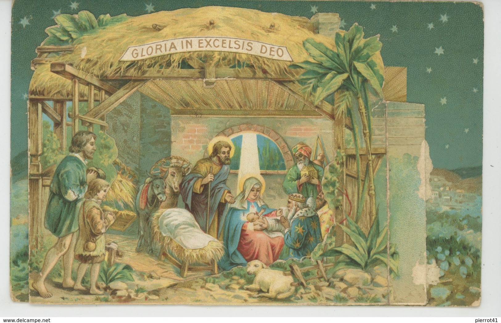 ENFANTS - Jolie Carte Fantaisie Italienne De NOEL Crèche Enfant Jésus "GLORIA IN EXCELSIS DEO " - Altri & Non Classificati