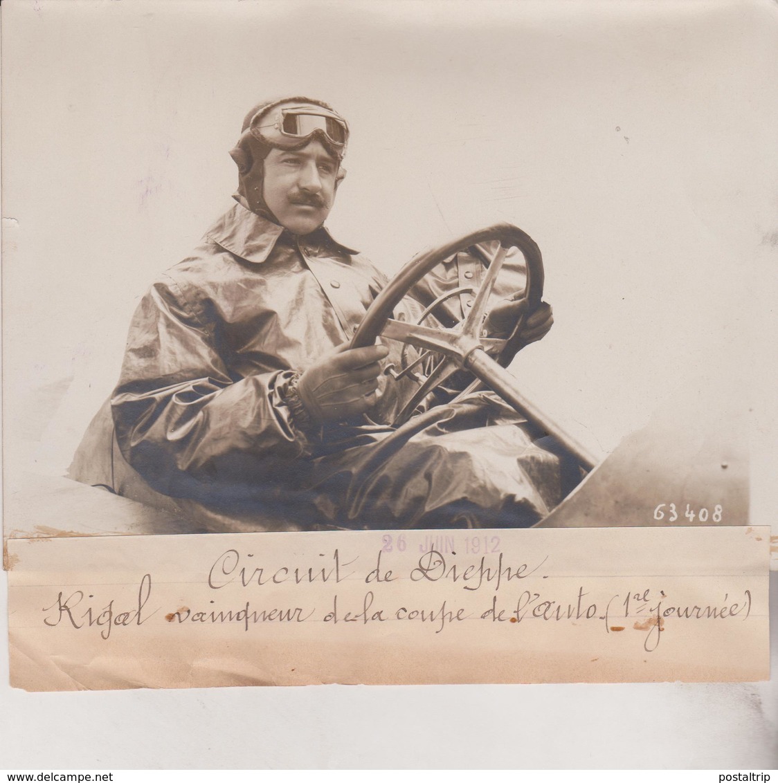 1912 CIRCUIT DE DIEPPE RIGAL  +- 18*13CM Maurice-Louis BRANGER PARÍS  (1874-1950) - Coches