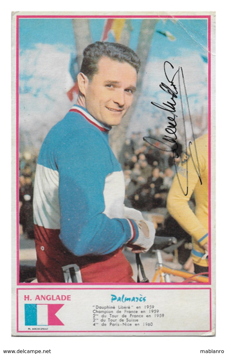 CARTE CYCLISME HENRI ANGLADE SIGNEE SERIE MIROIR SPRINT - Wielrennen