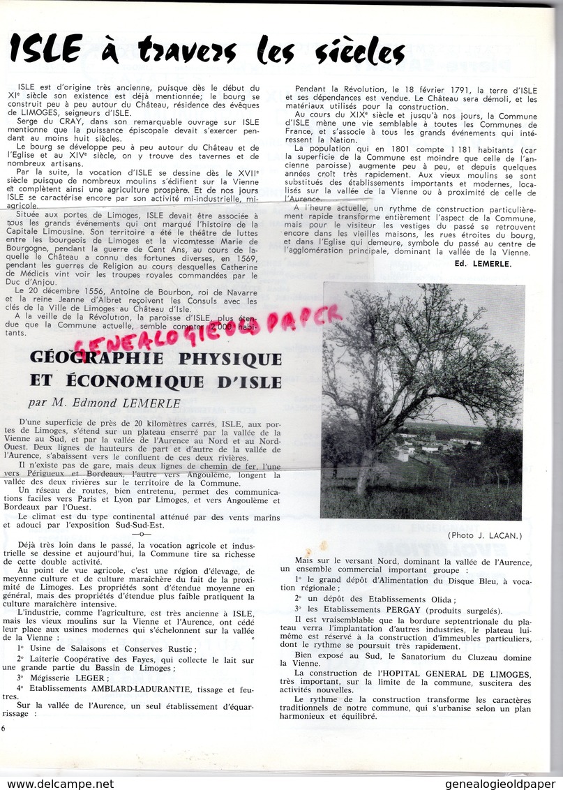 87 - ISLE - RARE BULLETIN MUNICIPAL 1964-LAUCOURNER MAIRE-LE CLUZEAU-LAITERIE DES FAYES-DISQUE BLEU-RUGBY-ESPOIRS