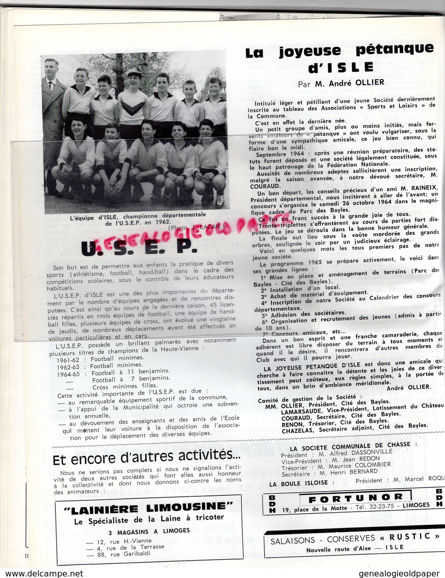 87 - ISLE - RARE BULLETIN MUNICIPAL 1964-LAUCOURNER MAIRE-LE CLUZEAU-LAITERIE DES FAYES-DISQUE BLEU-RUGBY-ESPOIRS