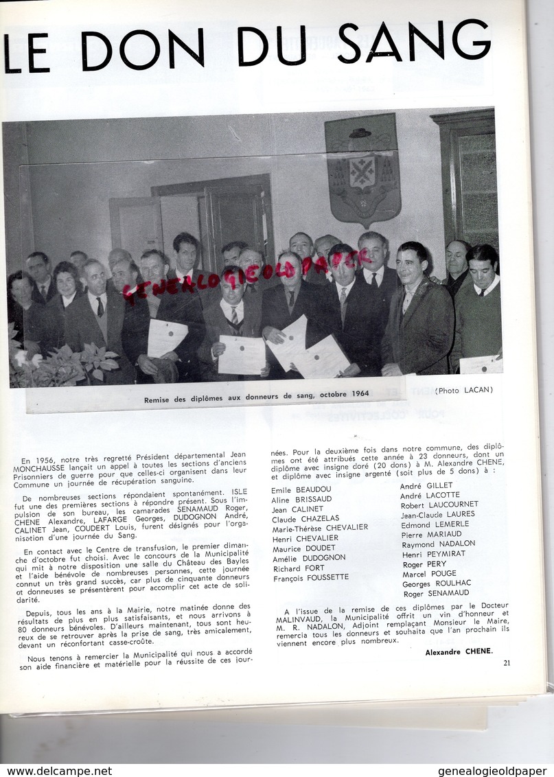 87 - ISLE - RARE BULLETIN MUNICIPAL 1964-LAUCOURNER MAIRE-LE CLUZEAU-LAITERIE DES FAYES-DISQUE BLEU-RUGBY-ESPOIRS