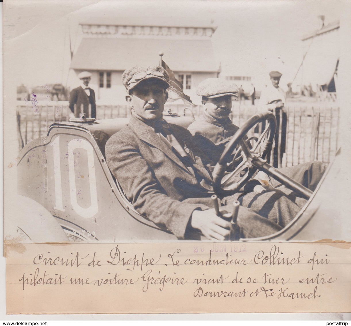 CIRCUIT DE DIEPPE CONDUCTEUR COFFINET GRÉGOIRE GRAND PRIX LE HAMEL  +- 18*13CM Maurice-Louis BRANGER PARÍS  (1874-1950) - Automobiles