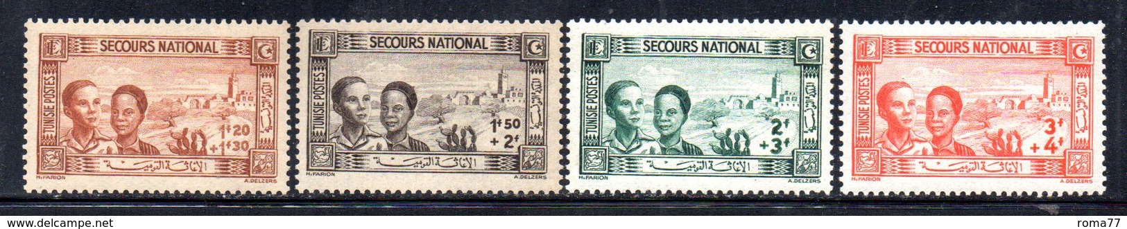 APR1916 - TUNISIA 1944,  Yvert N. 245/248  */*  (2380A)  Soccorso - Nuovi