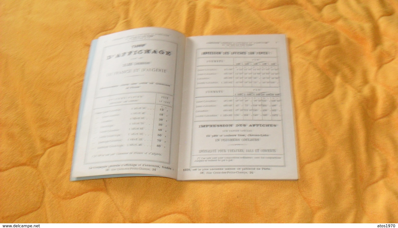 LIVRET CATALOGUE COMPAGNIE GENERALE D'AFFICHAGE ET D'ANNONCES..A. POULTIER & CIE..PARIS..EMPLACEMENTS RESERVES POUR AFFI - Non Classificati