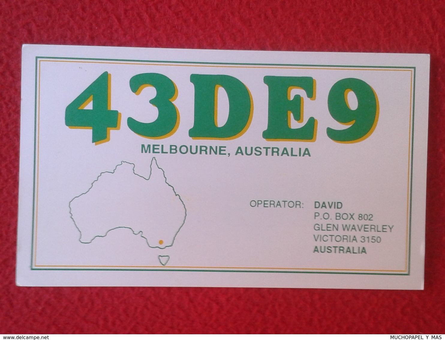 POSTAL POST CARD QSL RADIOAFICIONADOS RADIO AMATEUR MELBOURNE AUSTRALIA AUSTRALIE MAP MAPA OCEANÍA OCÉANIE VER FOTOS - Otros & Sin Clasificación