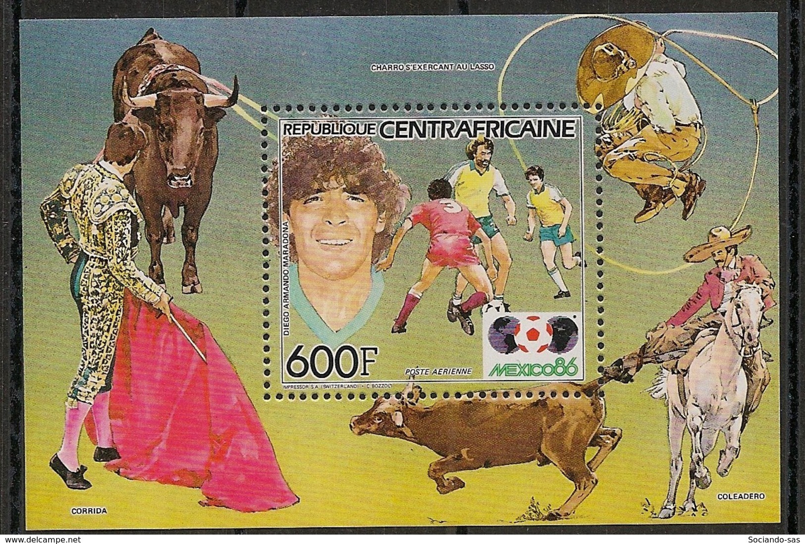 Centrafricaine - 1985 - Bloc Feuillet BF N°Yv. 79 - Football World Cup Mexico 86 - Neuf Luxe ** / MNH / Postfrisch - Zentralafrik. Republik