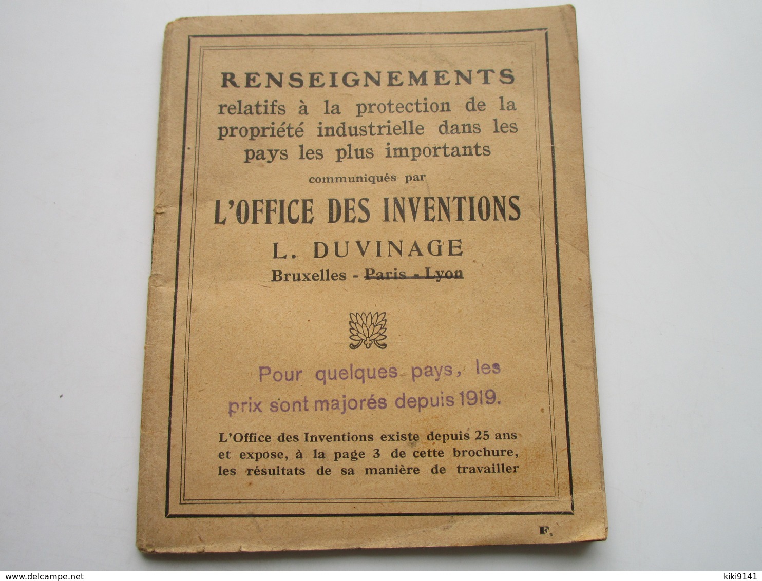 L'OFFICE Des INVENTIONS - Renseignements Relatifs à La Protection De La Propriété Industrielle (72 Pages) - Decretos & Leyes