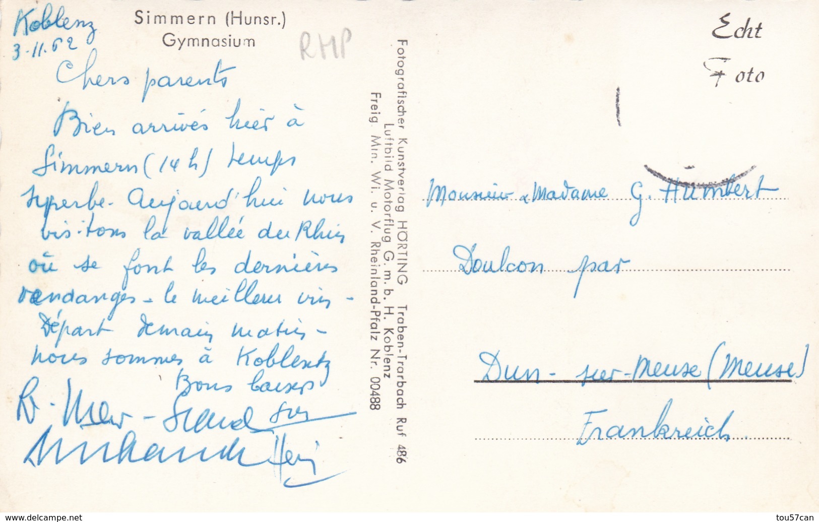 SIMMERN - RHEINLAND-PFALZ - DEUTSCHLAND  - ANSICHTKARTE 1962. - Simmern