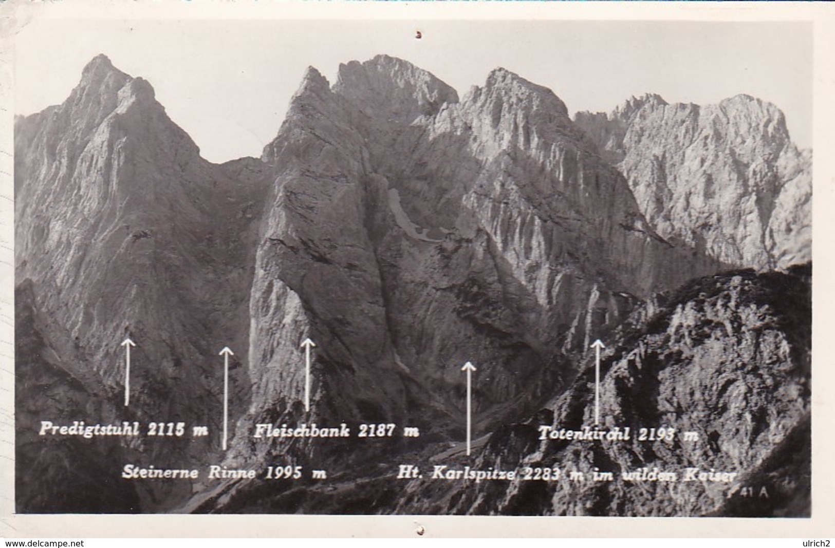 AK Predigtstuhl Steinerne Rinne Fleischbank Ht. Karlspitze Totenkirchl - Wilder Kaiser - 1957 (42572) - Kufstein