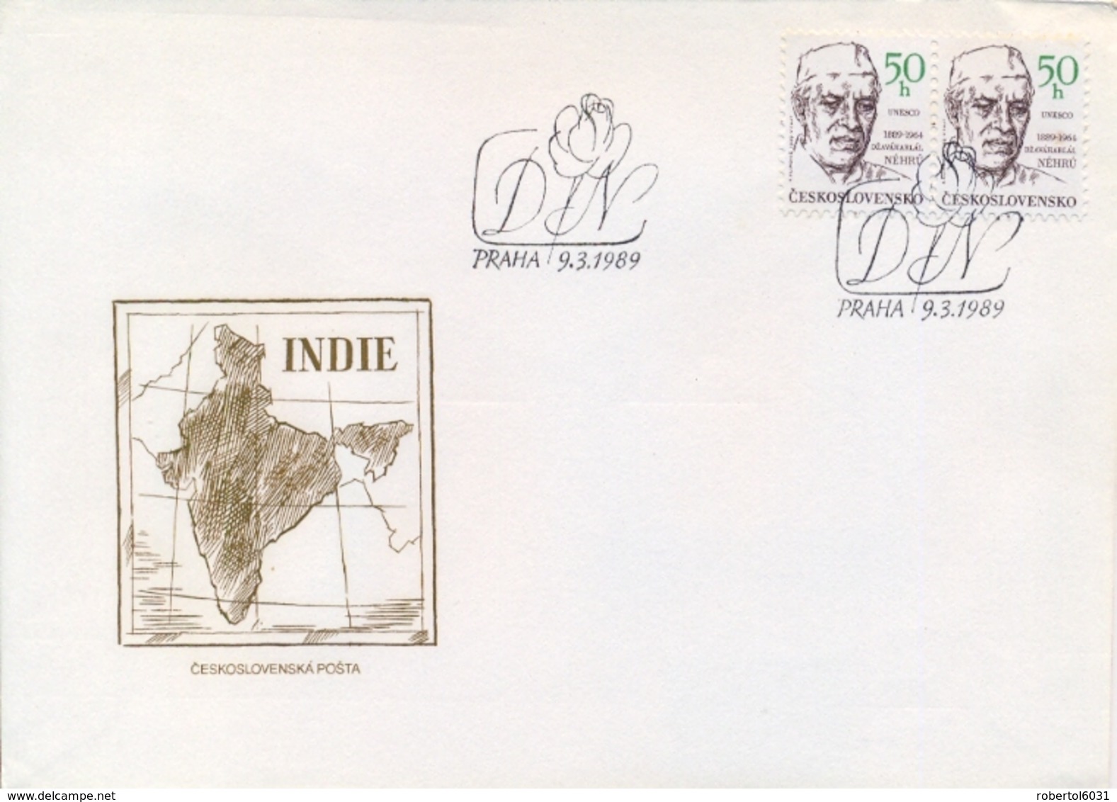 Czechoslovakia 1989 FDC Centenary Birth Of Jawaharlal Nehru Indian Statesman - Other & Unclassified