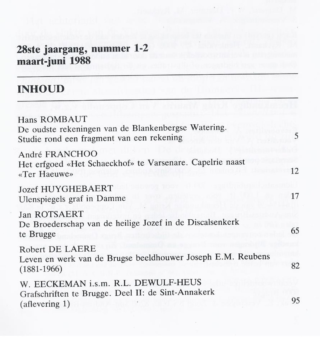 BRUGS OMMELAND 1988-1/2 BLANKENBERGE ERFGOED TE VARSENARE UILENSPIEGEL DAMME DISCALSENKERK GRAFSCHRIFTEN BRUGGE - Storia