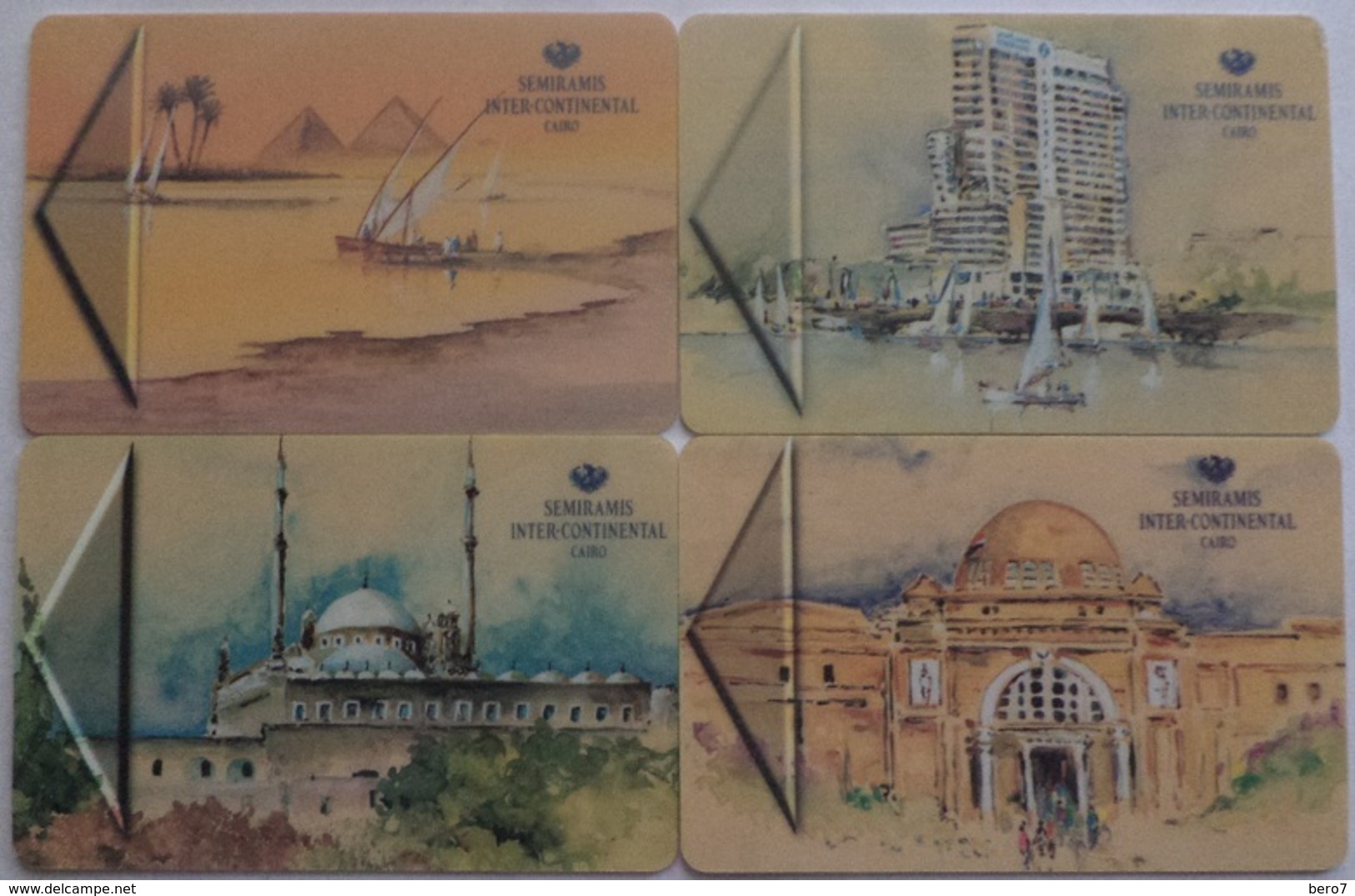 Set Of 4 Hotel Key Cards Semiramis Intercontinental Cairo, Egypt. - Cartes D'hotel